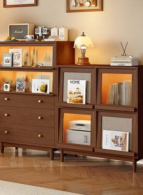 实木餐边柜靠墙一体茶水柜樱桃木色柜子储物柜客厅置物柜厨房橱柜