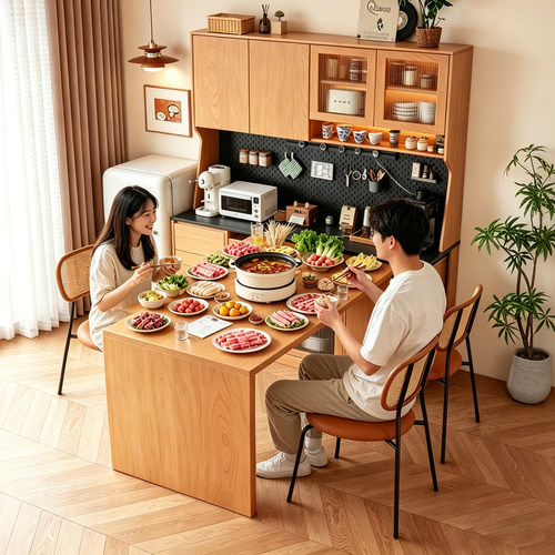 【一体餐桌多功能】餐边柜