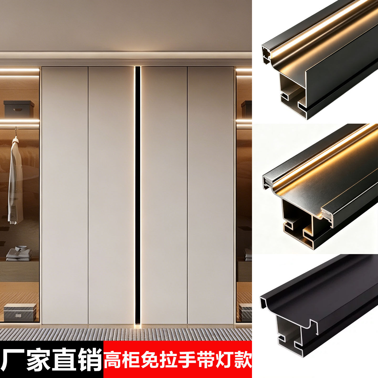 橱柜免拉手铝合金免拉手U型槽图片