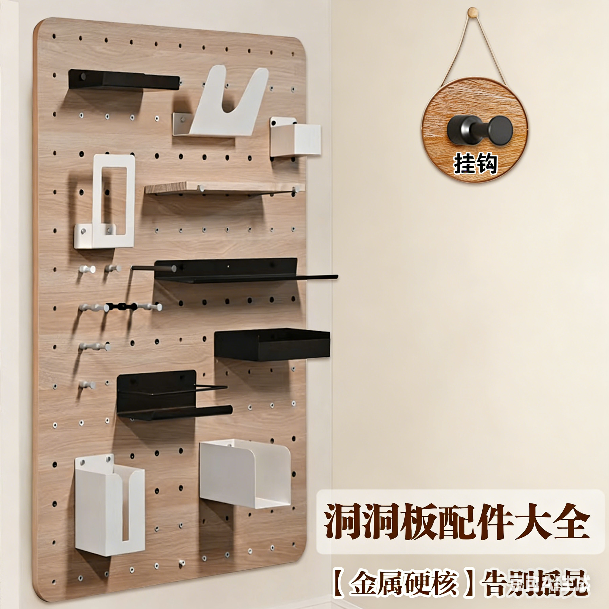 10mm洞洞板配件8MM五金预埋件15螺母杆通用挂钩免打孔圆孔置物架,收纳整理,收纳洞洞板,淘宝优惠券,粉丝福利购,淘宝优惠卷