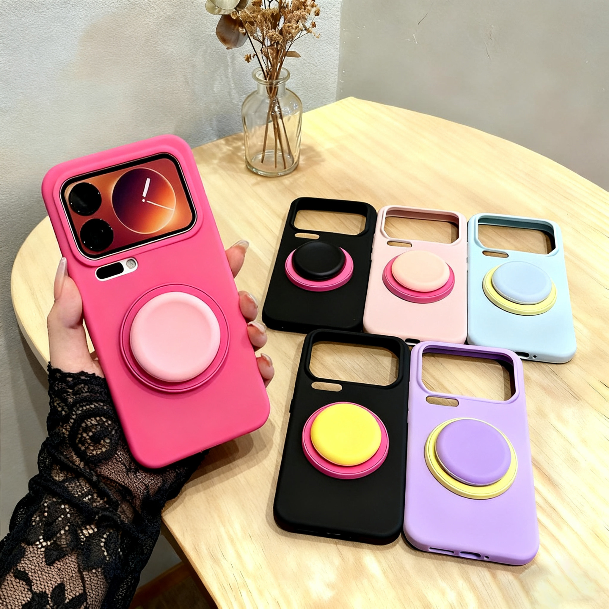 韩系撞色液态硅胶支架简约适用小米17promax手机壳15ultra/14新款高级感纯色亲肤耐脏防摔女打游戏超好看外壳