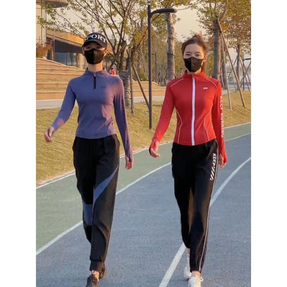 ROUMIKL时尚运动套装女2025春秋新款户外穿搭跑步健身速干衣卫裤