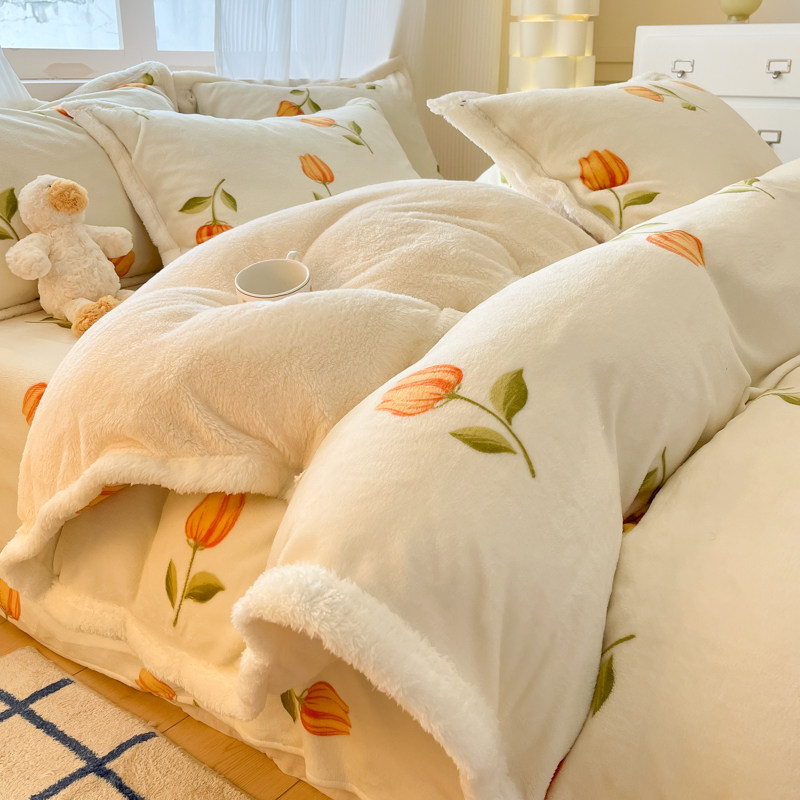 A类牛奶绒被套单件加厚冬天羊羔绒四件套法兰绒宿舍珊瑚加绒被罩,床上用品,床品套件/四件套/多件套,淘宝优惠券,粉丝福利购,淘宝优惠卷