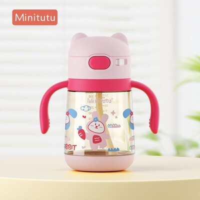 Minitutu学饮杯宝宝牛奶杯吸管直饮杯6月+直饮牛奶杯儿童350ml