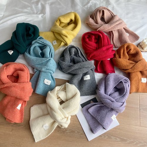 羊毛混纺针织纯色韩系氛围感egg围巾女2025新款冬季加厚保暖围脖