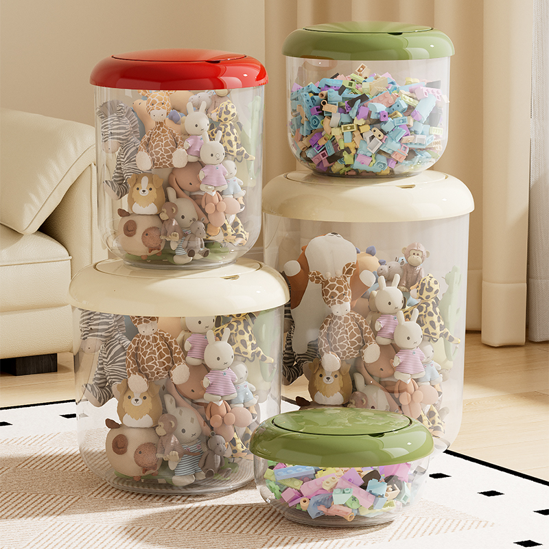 透明塑料收纳桶带盖大容量