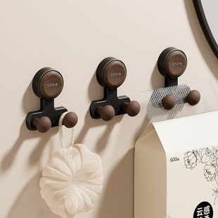 胡桃木纹圆形吸盘挂钩卫生间浴室入户门装饰遮挡墙洞门后置物架