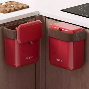 复古木纹壁挂式垃圾桶大容量翻盖开合简约厨余垃圾收纳挂式收纳桶