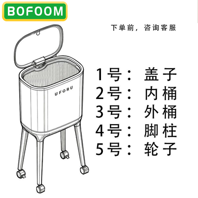 【仅店内同款使用】垃圾桶配件内外桶盖子弹簧脚踏压圈轮子uforu