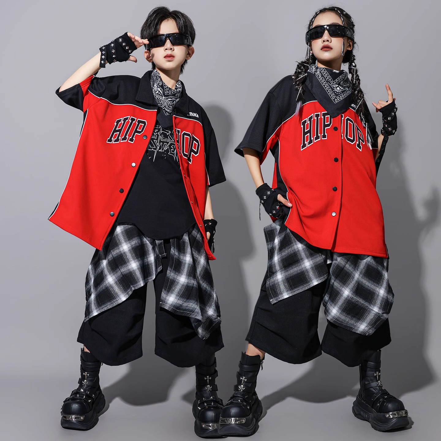 儿童街舞套装嘻哈男童hiphop酷帅潮装时髦少儿炸街架子鼓表演出服