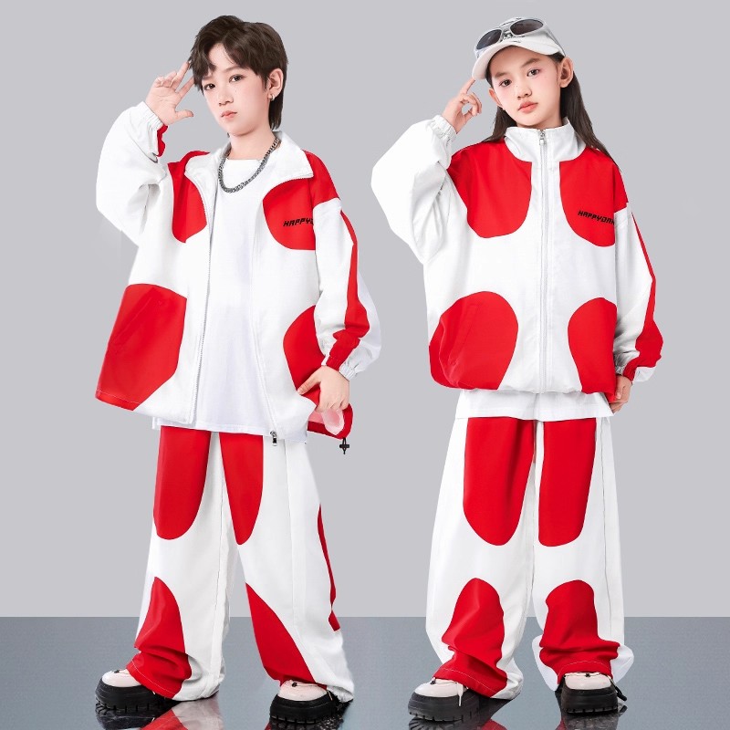 秋季街舞儿童潮服女孩宽松套装男童嘻哈hiphop架子鼓舞台表演出服