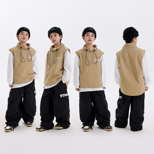 儿童街舞演出服男童嘻哈hiphop表演服装小学生运动会班服套装潮装