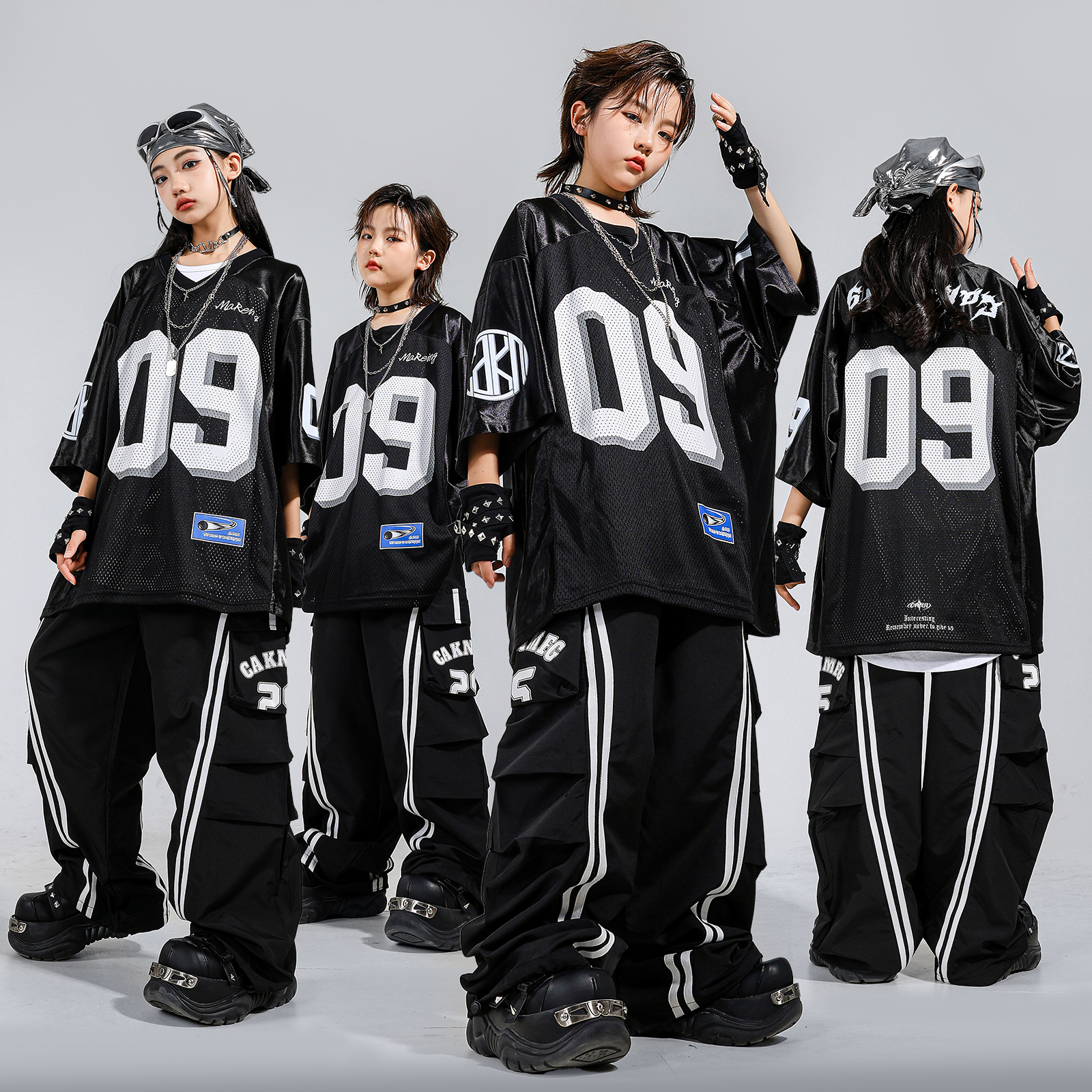 儿童街舞潮服套装男童嘻哈表演服酷帅女童爵士舞服装hiphop演出服