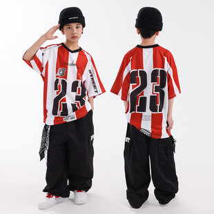 美式街头风儿童演出服男童嘻哈篮球服数字印花运动套装炸街六一