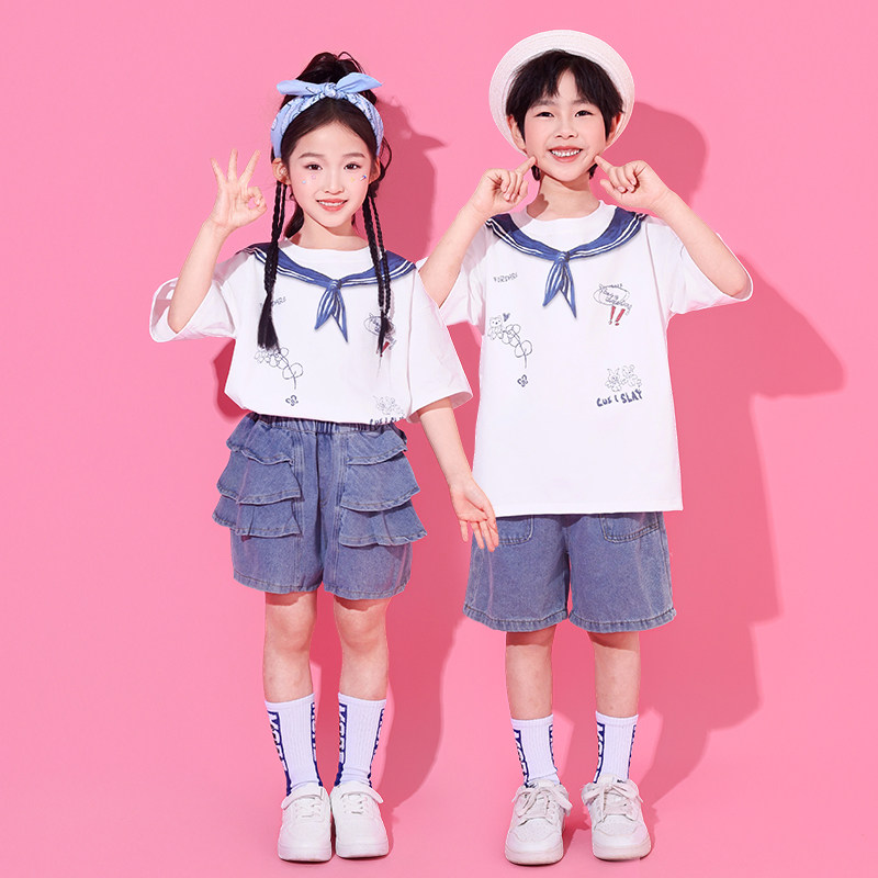 六一儿童演出服小学生海军领啦啦操套装表演服班服元气轻活风