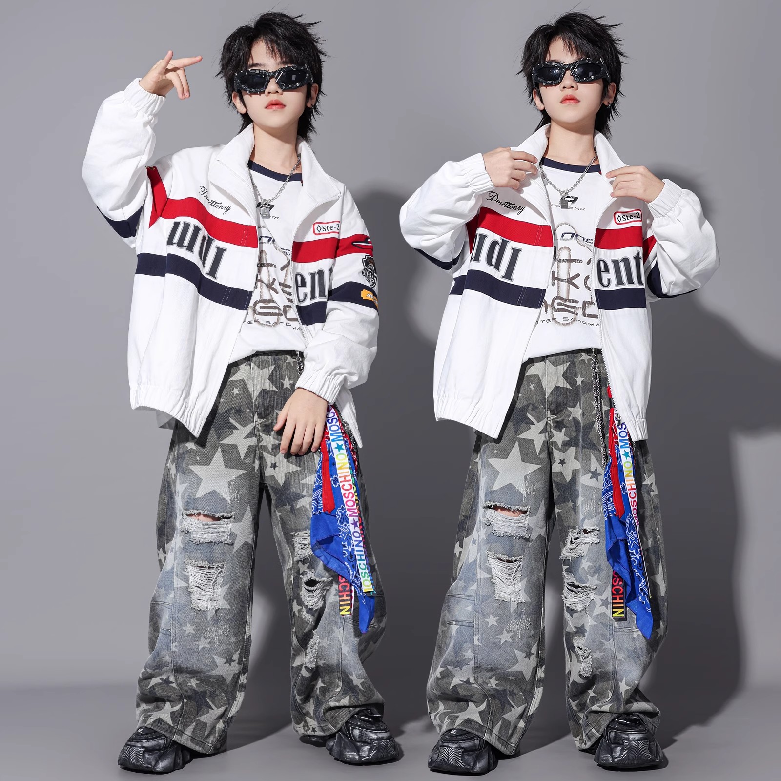 儿童美式街舞演出服男女童嘻哈酷帅hiphop套装少儿炸街潮服表演服