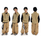 儿童街舞潮服男童套装 嘻哈hiphop马甲女童爵士舞少儿演出服炸街