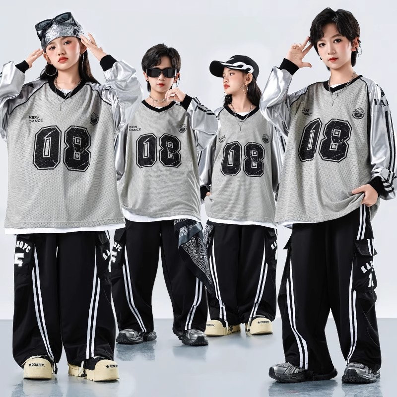 街舞儿童潮服男童嘻哈风帅气表演服女童爵士舞服装小学生演出服秋