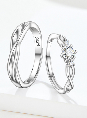 softdora/索缇朵青丝环绕情侣对戒S925银戒指男女款一对送女友