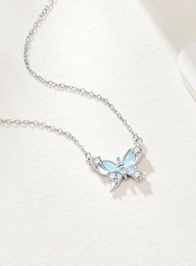 softdora/索缇朵星光蝴蝶项链女S925银夜光灵动锁骨链送女友礼物