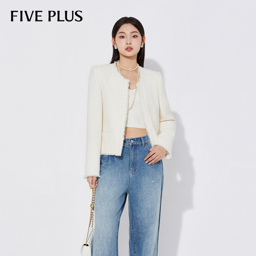 FivePlus小香风短款羊毛外套