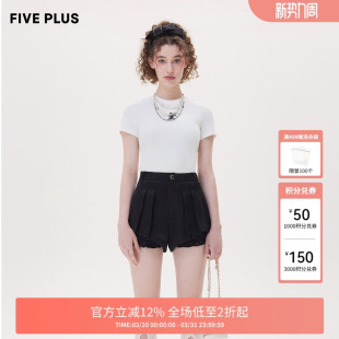 复古天使别致上衣圆领棉质新款 FIVE 日系T恤女小众短袖 奥莱 PLUS