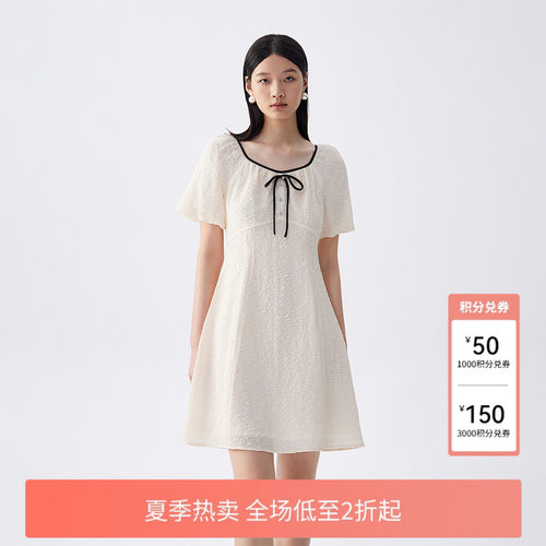 FIVEPLUS连衣裙泡泡袖复古法式