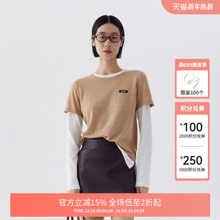 女秋装 女假两件套头上衣通勤2024新款 PLUS可机洗羊毛针织衫 FIVE