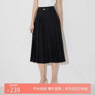 新款 FIVE 百褶裙高腰A字裙中長(zhǎng)款 女夏裝 PLUS半身裙女裙子西裝