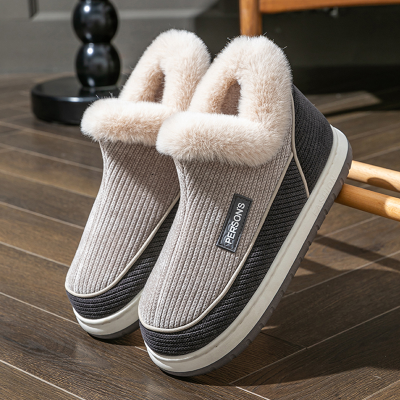 鲨际高帮加绒棉拖鞋保暖包跟棉鞋