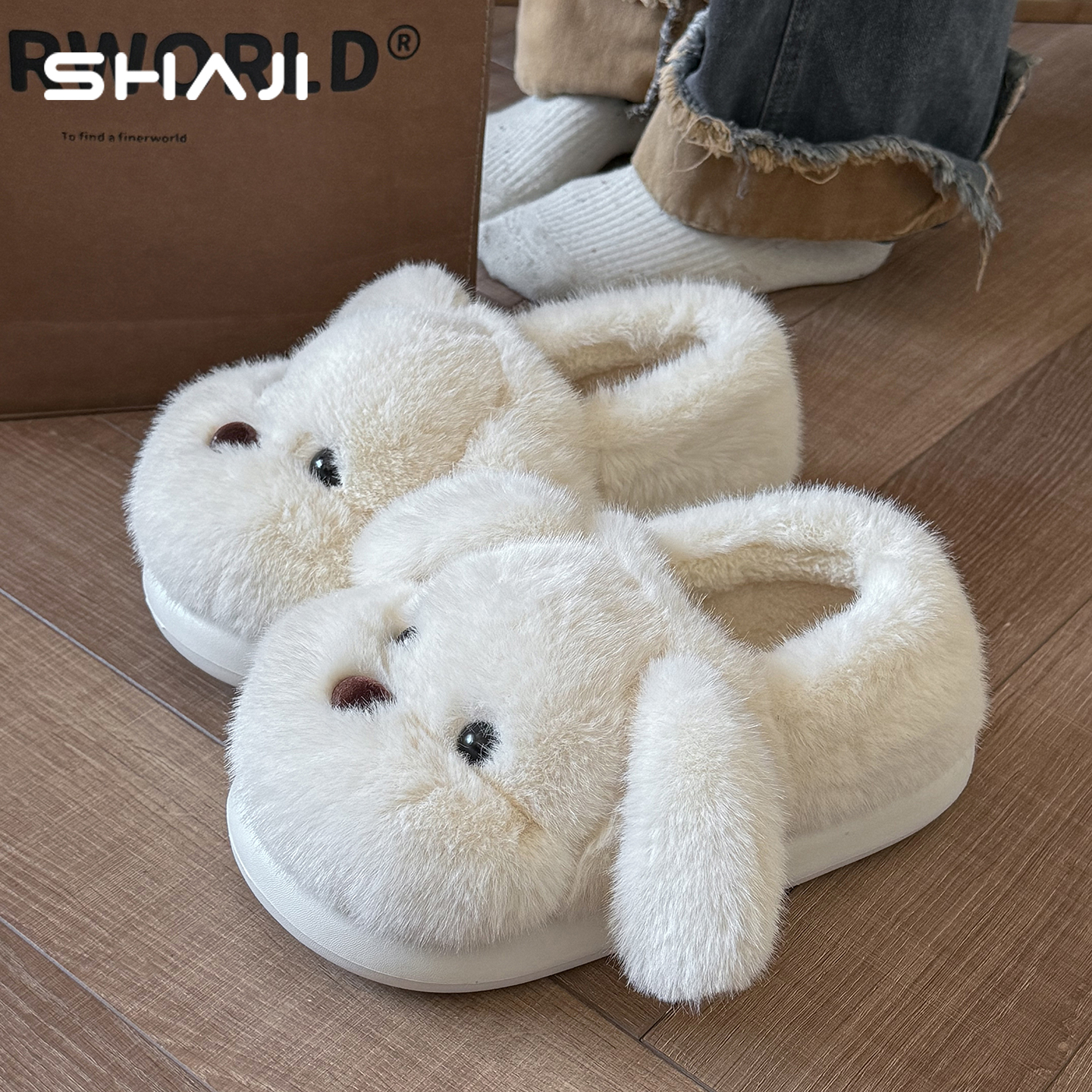 鲨际小奶狗棉拖鞋包跟2025新款