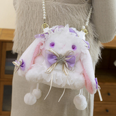 网红洛丽塔Lolita兔子包包可爱小花碎布单肩斜挎包毛绒玩具公仔女
