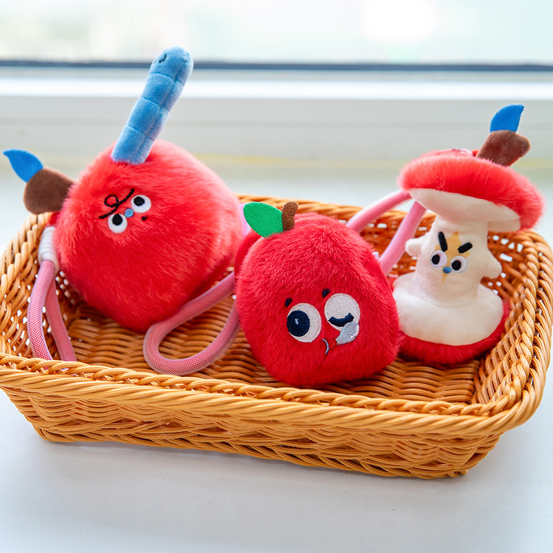 搞怪长虫苹果核毛绒玩具挂件包包挂饰钥匙扣丑萌零钱包挂玩偶装饰,玩具/童车/益智/积木/模型,毛绒/玩偶/公仔/布艺类玩具,淘宝优惠券,粉丝福利购,淘宝优惠卷