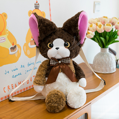 仿真蝴蝶猫咪背包送女孩女生毛绒玩具生日礼物斜挎背包白色双肩包