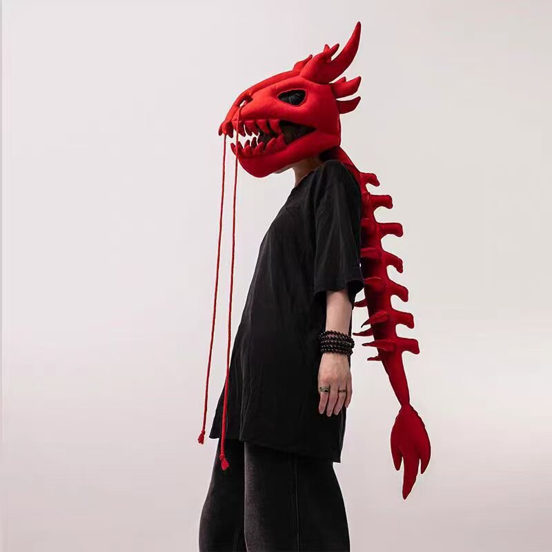 网红款中华龙触须恐龙骨架头套外骨骼玩偶cosplay外骨骼儿童礼物 - 实物图