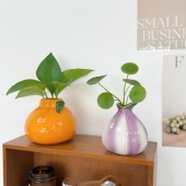 大丑橘洋葱陶瓷小花瓶摆件客厅插花水培绿萝绿植桌面装 饰高级感