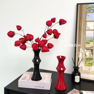 新中式竹子陶瓷花瓶 新年喜庆装饰摆件桌面电视机柜客厅艺术摆件