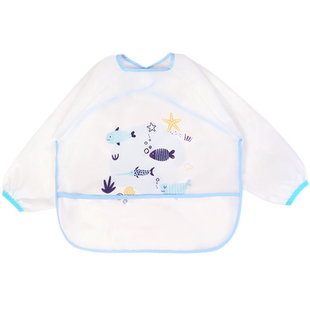 儿童罩衣宝宝秋冬季女童婴幼儿吃饭围兜防水防脏反穿男童围裙外穿