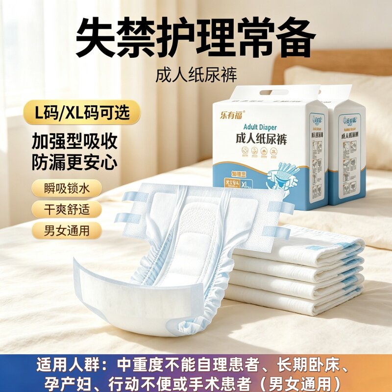 乐有福成人纸尿裤XL码防漏瞬吸干爽透气大码老人尿不湿夜用舒适