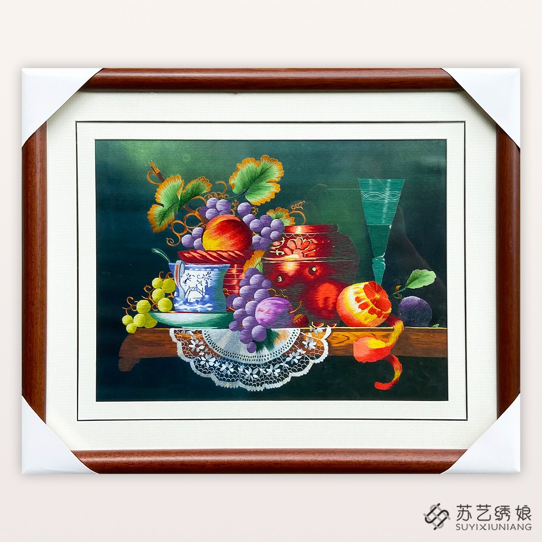 苏绣成品挂画手工刺绣精品水果餐厅装饰挂画送朋友刺绣礼物走廊画图片