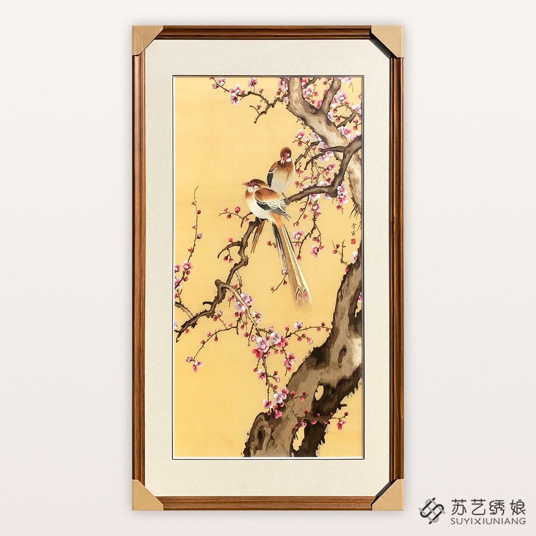 苏绣成品挂画手工刺绣精品梅花花鸟客厅玄关装饰挂画送朋友刺绣画