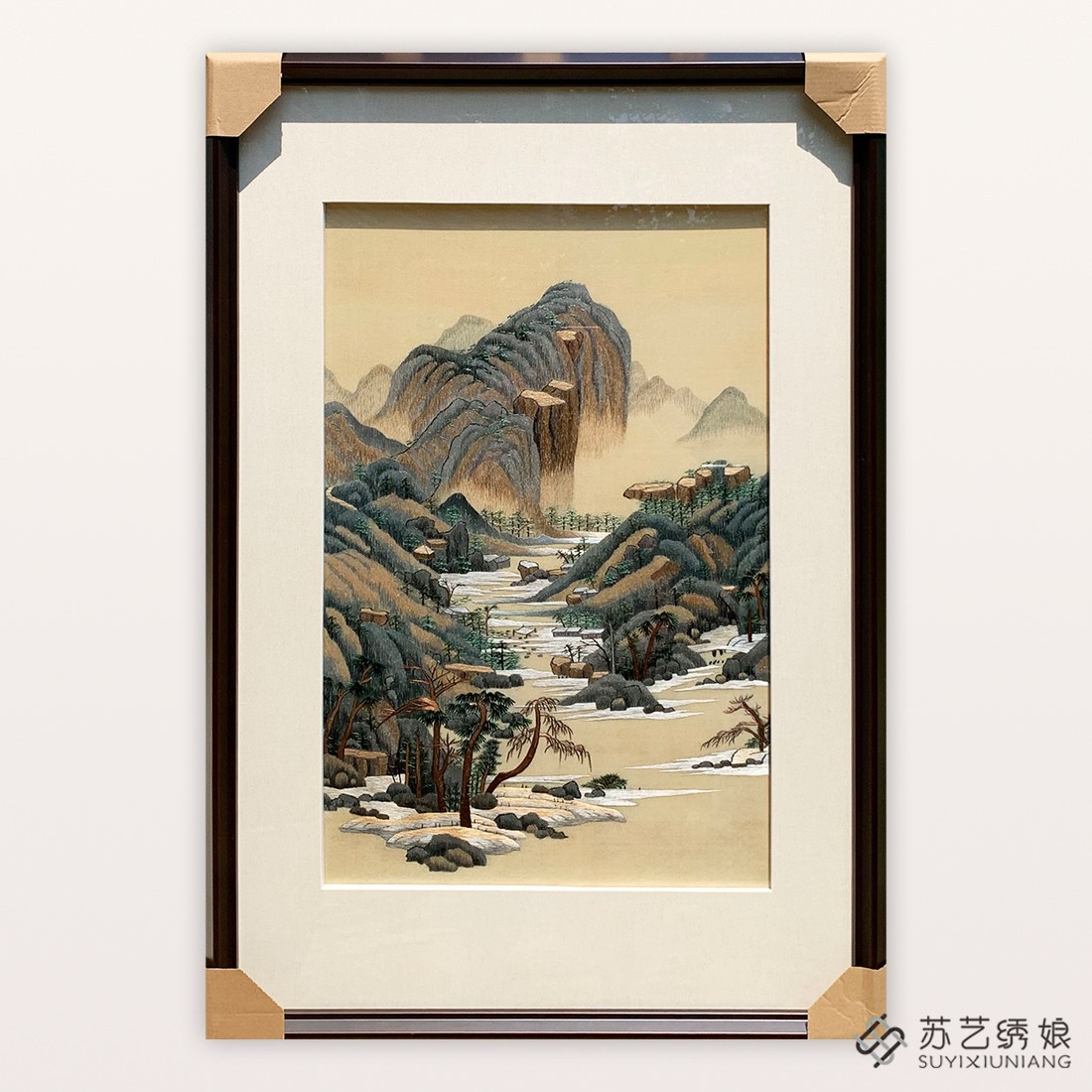 苏绣成品挂画手工刺绣精品山水客厅玄关装饰挂画送朋友刺绣礼物画图片