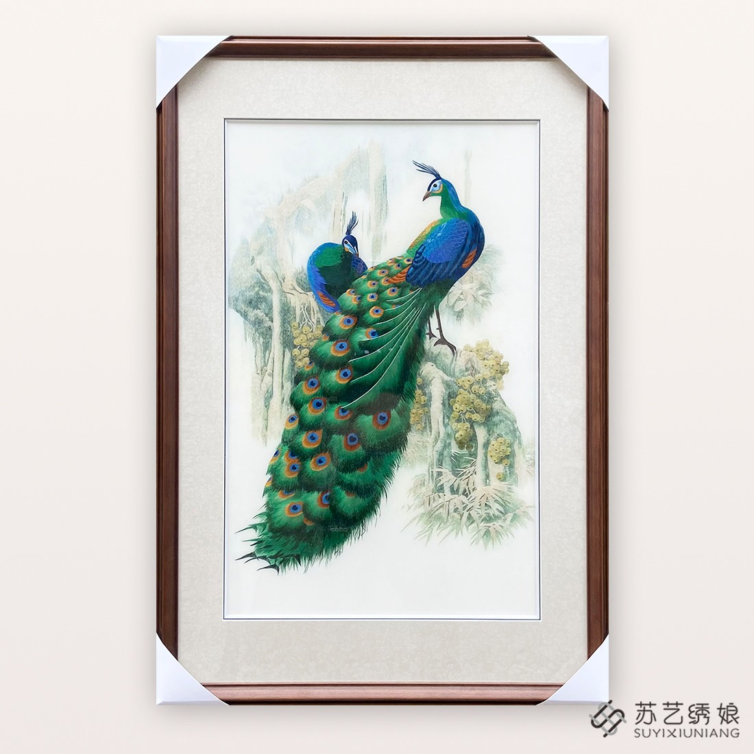 苏绣成品挂画孔雀大幅玄关挂画1--4丝精品刺绣送朋友刺绣礼物挂画