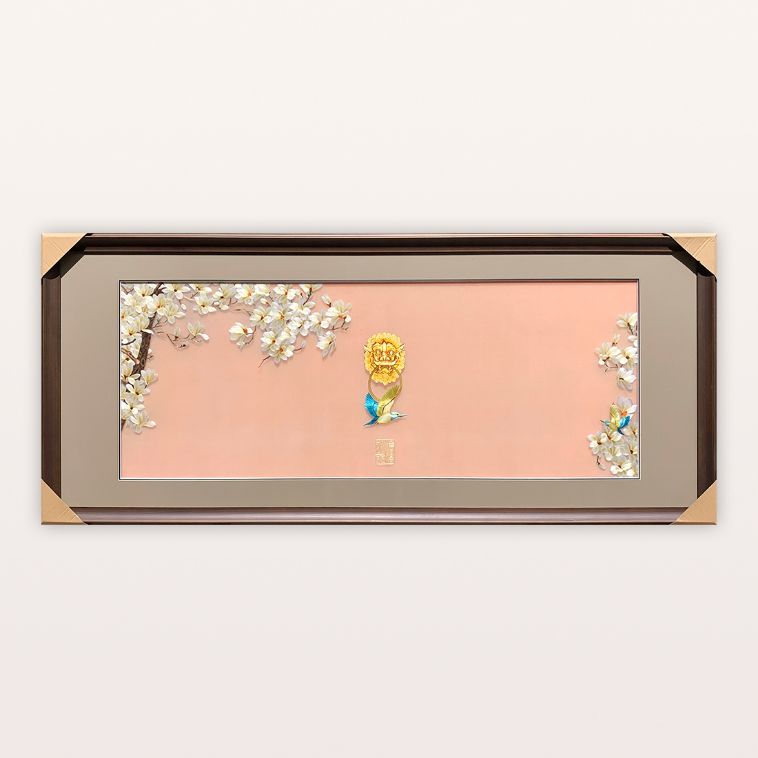 苏绣成品挂画玉兰花鸟手工刺绣精品客厅沙发墙装饰挂画送朋友刺绣