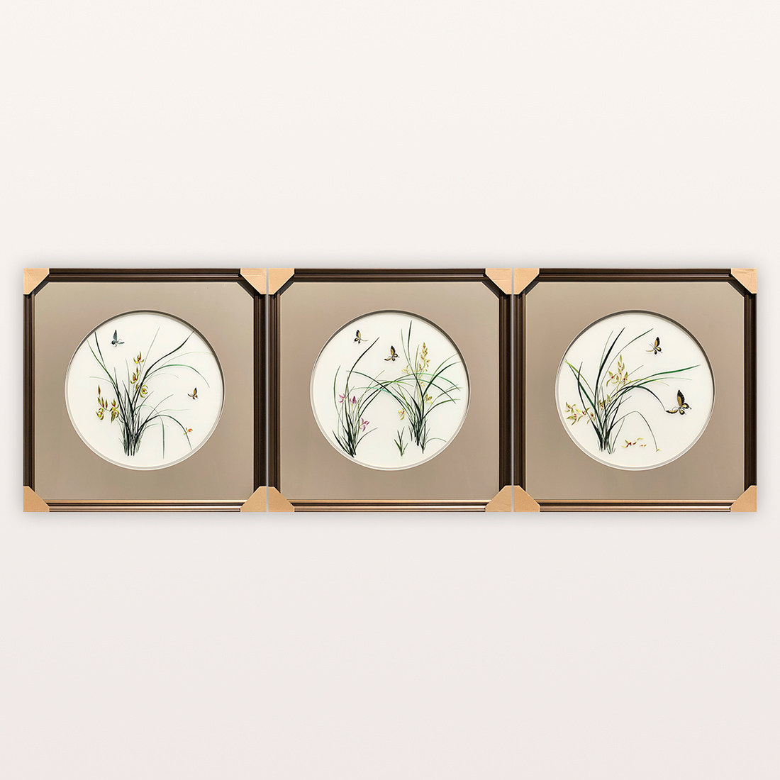成品手工兰花刺绣精品挂画苏绣
