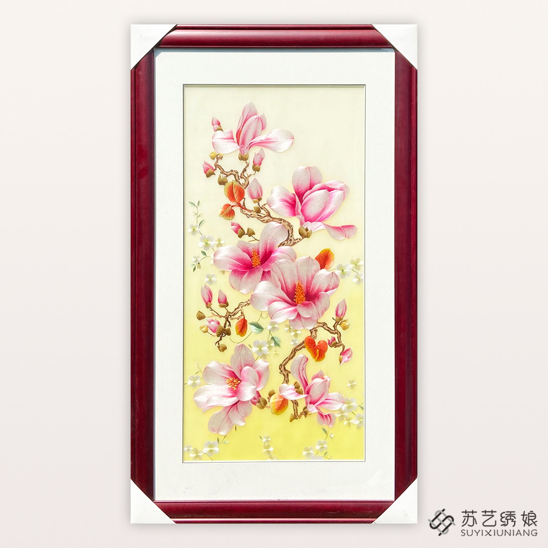 苏绣成品挂画手工刺绣精品花卉客厅玄关装饰挂画送朋友刺绣礼物画图片