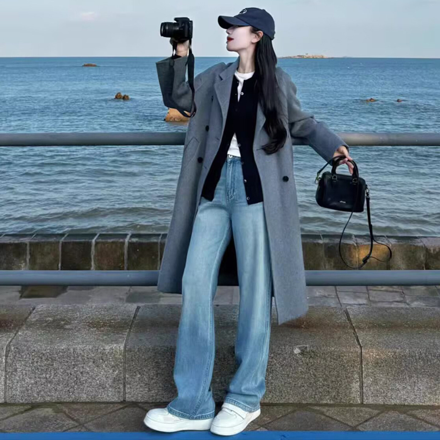 浅蓝色高腰阔腿牛仔裤女2026年早春新款九分宽松显瘦小个子直筒裤,女装/女士精品,牛仔裤,淘宝优惠券,粉丝福利购,淘宝优惠卷