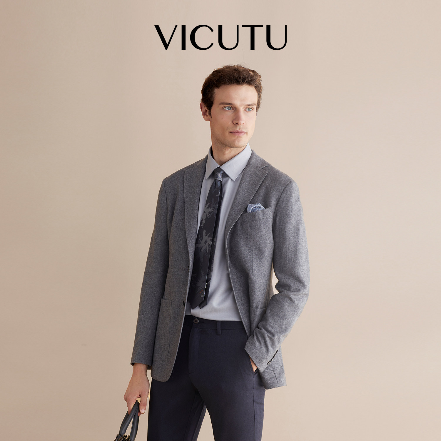 VICUTU/威可多男士单西服春秋款羊毛商务休闲西装外套