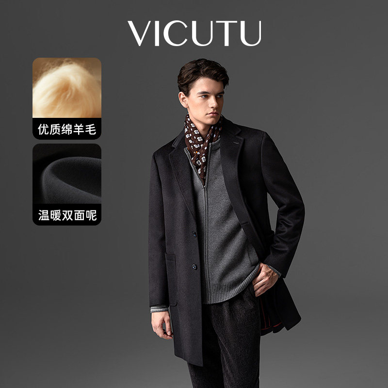 【智感大衣】VICUTU威可多男大衣时尚商务通勤百搭中长款呢子大衣