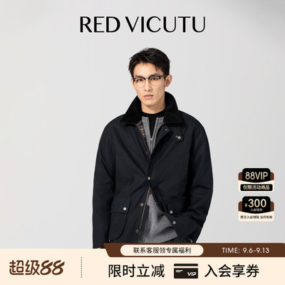 威可多男士纯棉风衣复古时尚翻领